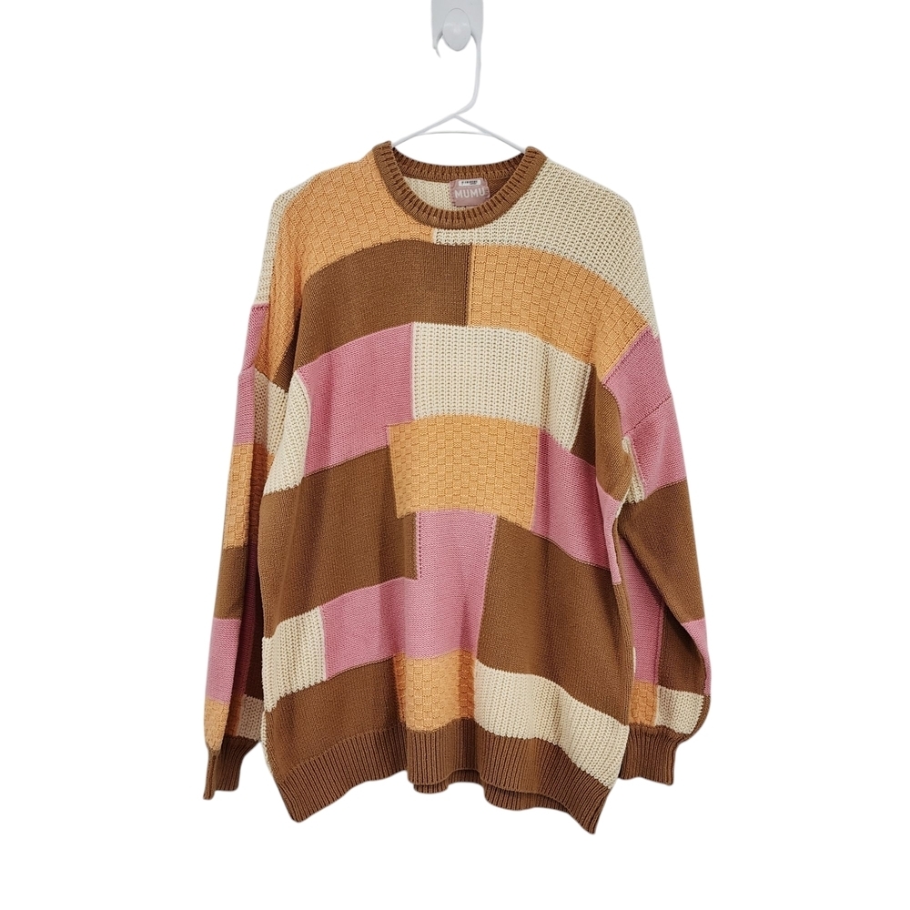 Show Me Your Mumu Women's Colorful Patchwork Ember Sweater Sz S